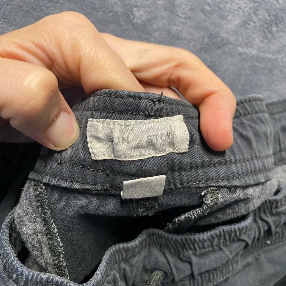 Sun+Stone Shorts Mens Medium Cargo Black Elastic Baggy Utility Made in 2023